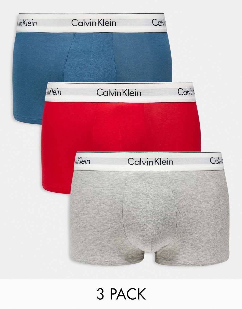 Calvin Klein Modern Cotton 3-pack stretch trunks in multi Product Image