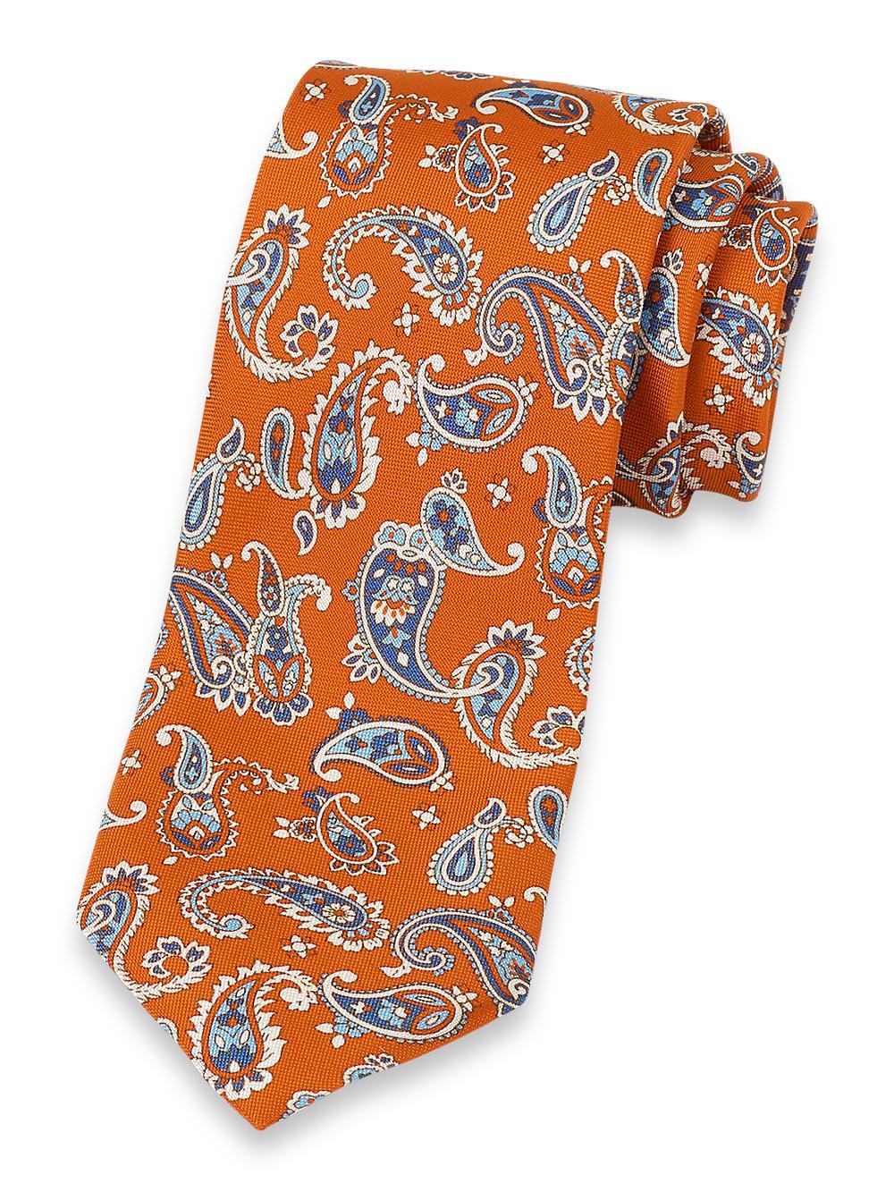 Paisley Woven Silk Tie - Orange/blue Product Image