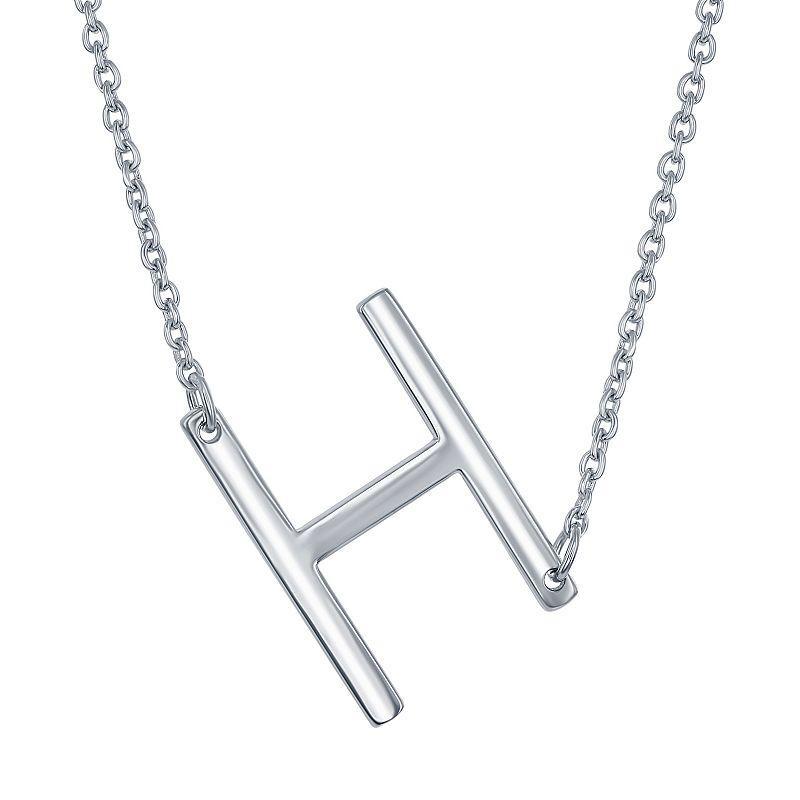 Sterling Silver Sideways Initial Necklace, Womens Sterling J Product Image