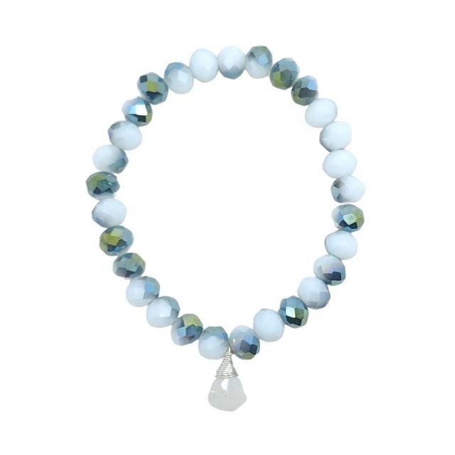 White and Blue Green Bracelet with Moonstone Product Image