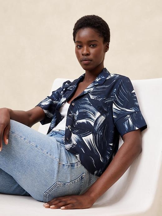 Silky Cropped Shirt Product Image