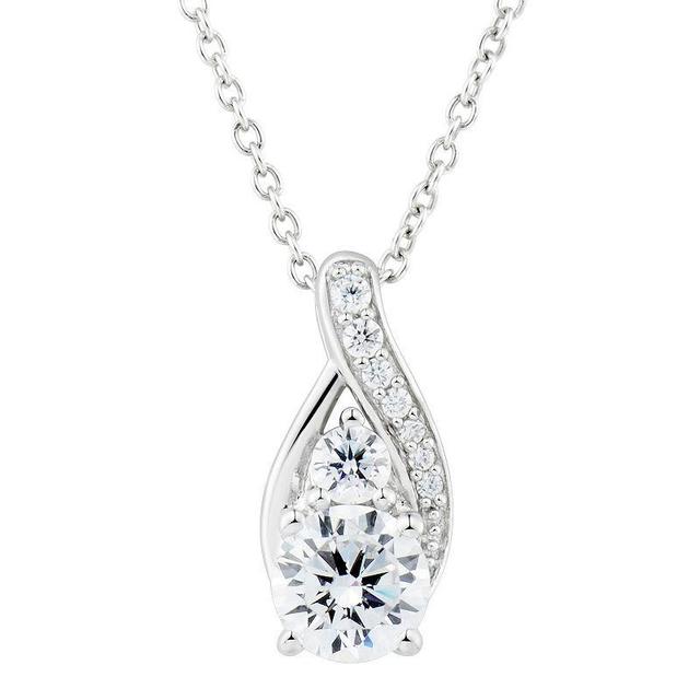 Sterling Silver Cubic Zirconia Teardrop Pendant Necklace, Womens Product Image