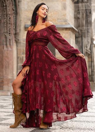 Isabella Dress in Burgundy Product Image