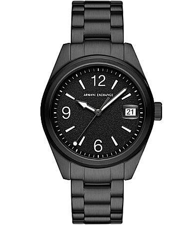 Armani Exchange Mens Kili Rd. Three Hand Black Tone Stainless Steel Bracelet Watch Product Image