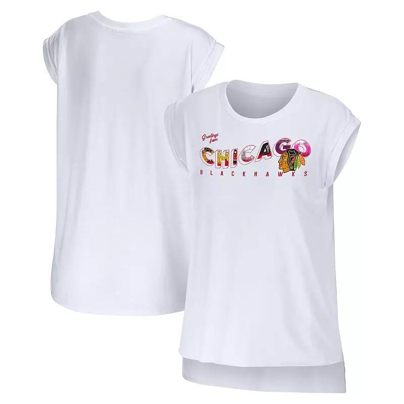 Womens WEAR by Erin Andrews Chicago Blackhawks Greetings From Muscle T-Shirt Product Image