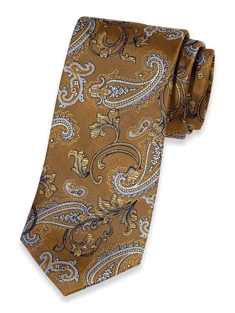 Paisley Woven Silk Tie - Gold Product Image