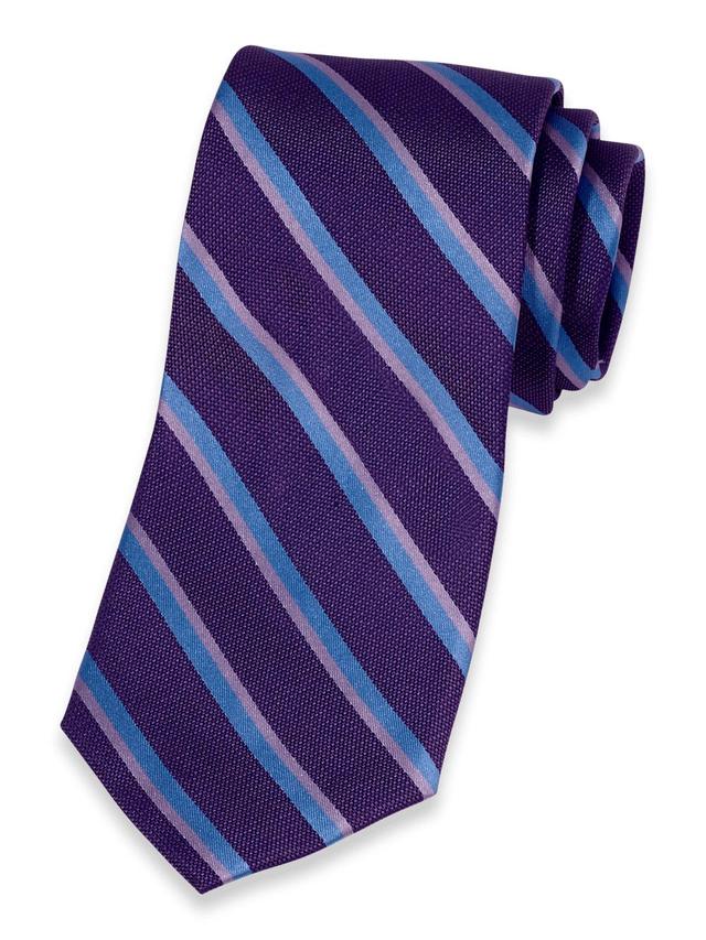 Stripe Woven Silk Tie - Purple/blue Product Image