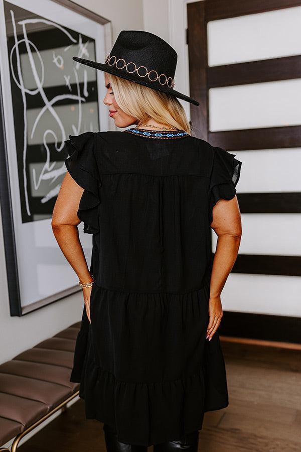 Hidden Bungalow Embroidered Dress In Black Curves Product Image