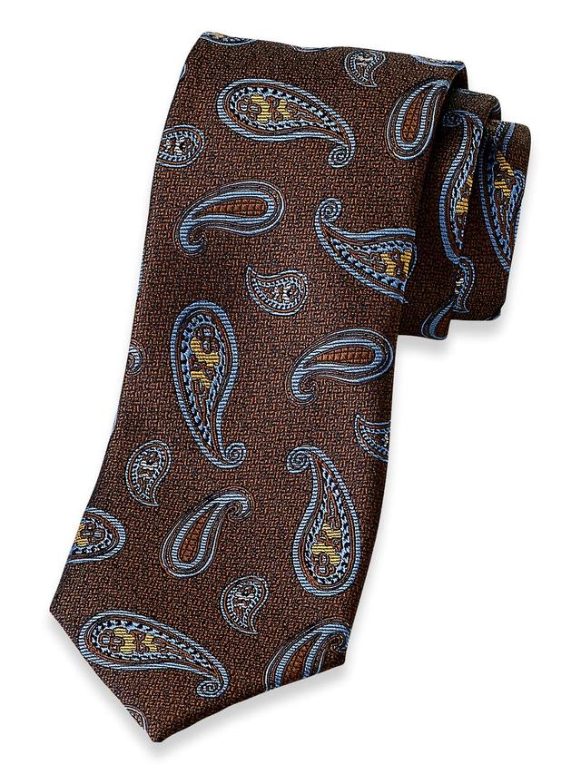 Paisley Woven Silk Tie - Brown Product Image