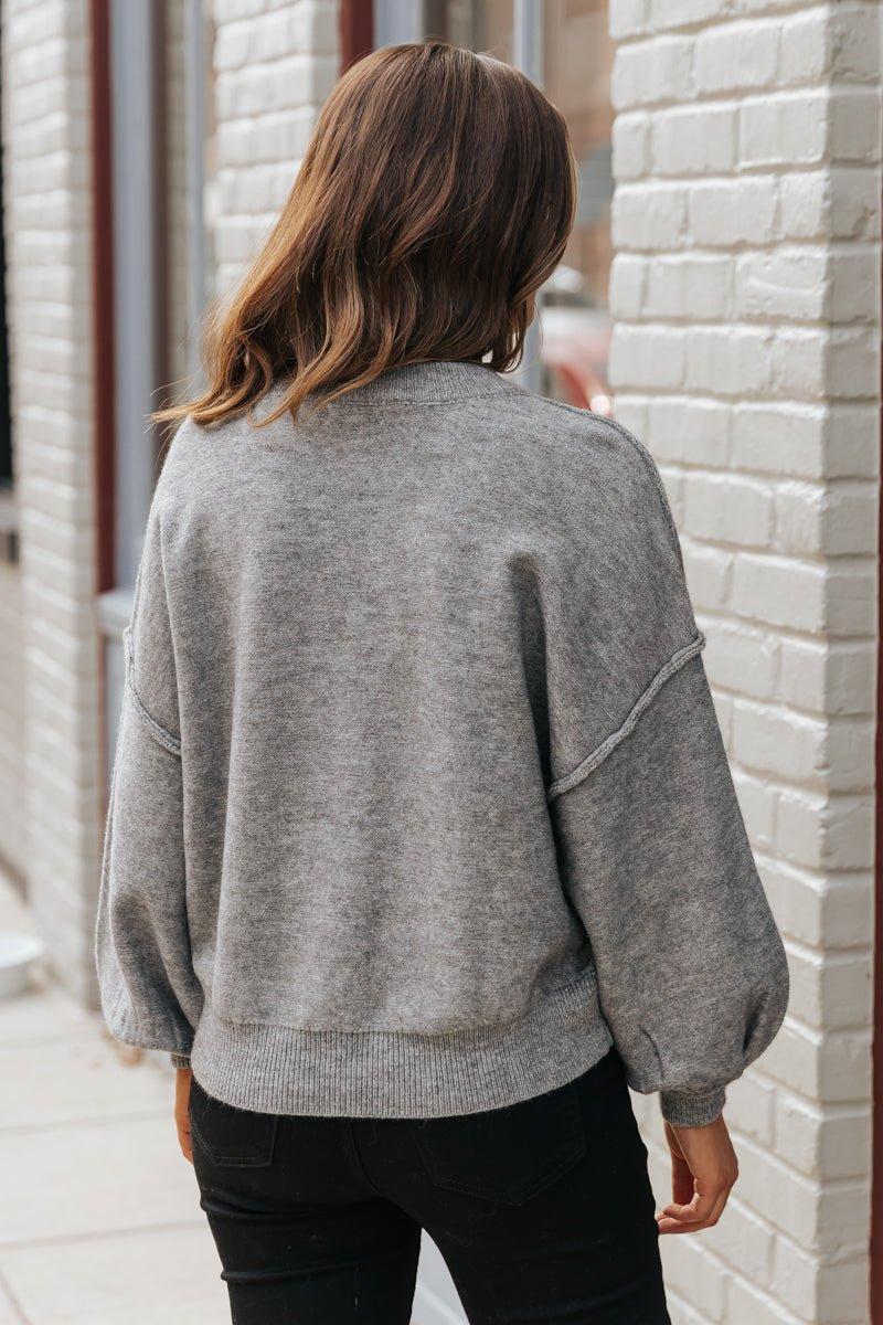 Cozy Long Dolman Sleeve Sweater - Charcoal - FINAL SALE Product Image