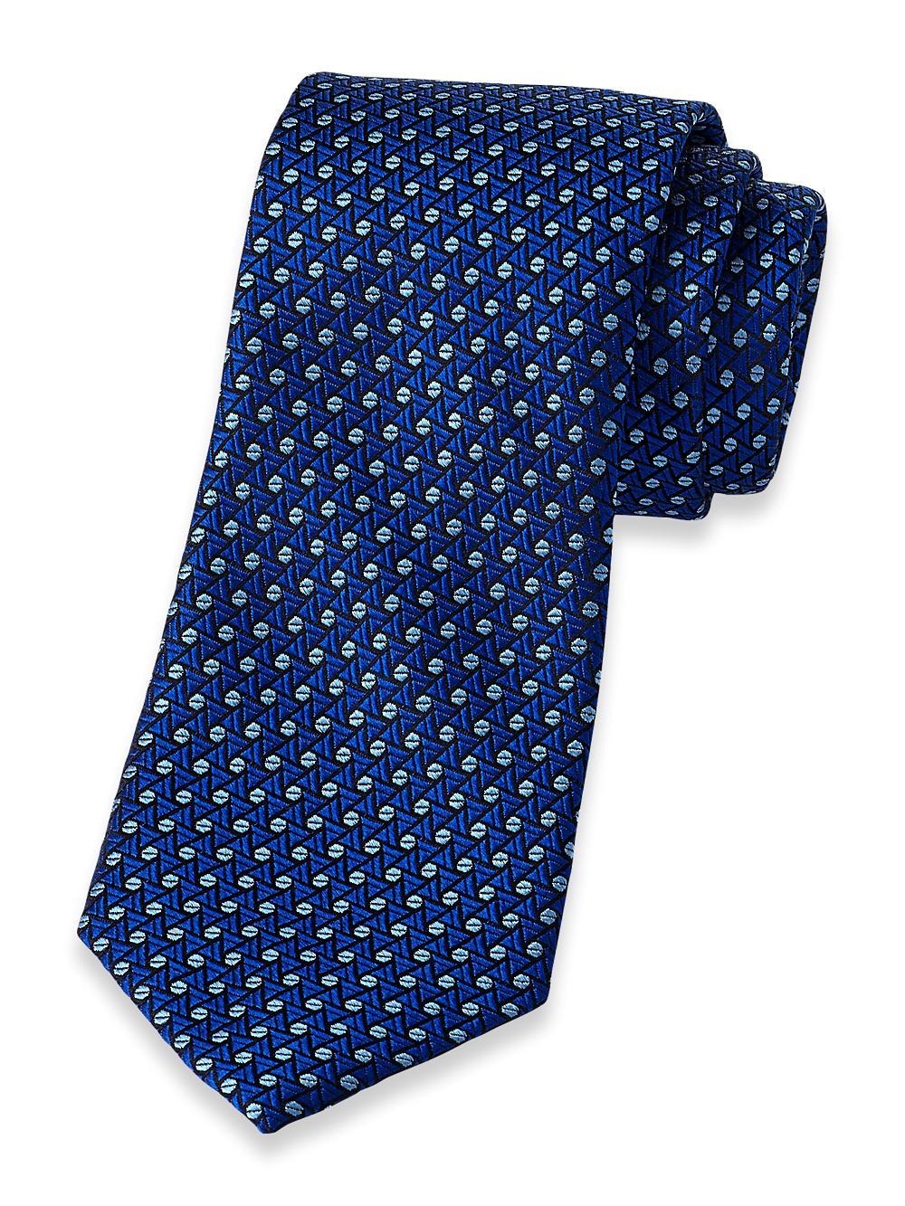 Geometric Woven Silk Tie - Blue Product Image