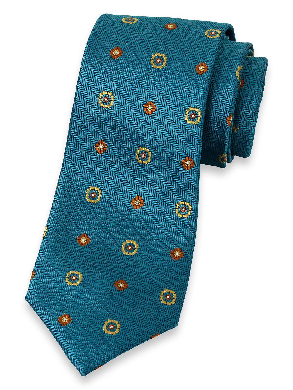 Deco Woven Silk Tie - Teal Multi Product Image