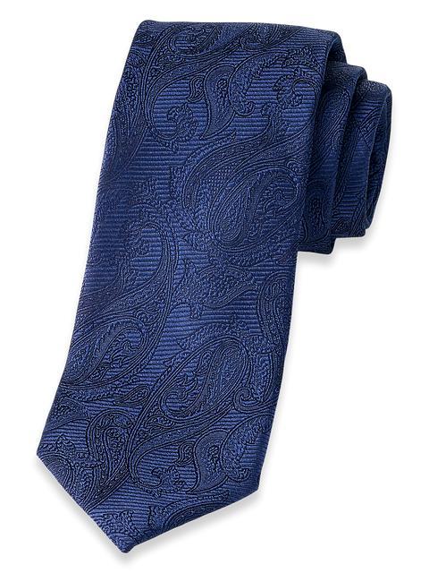 Paisley Woven Silk Tie - Navy Product Image