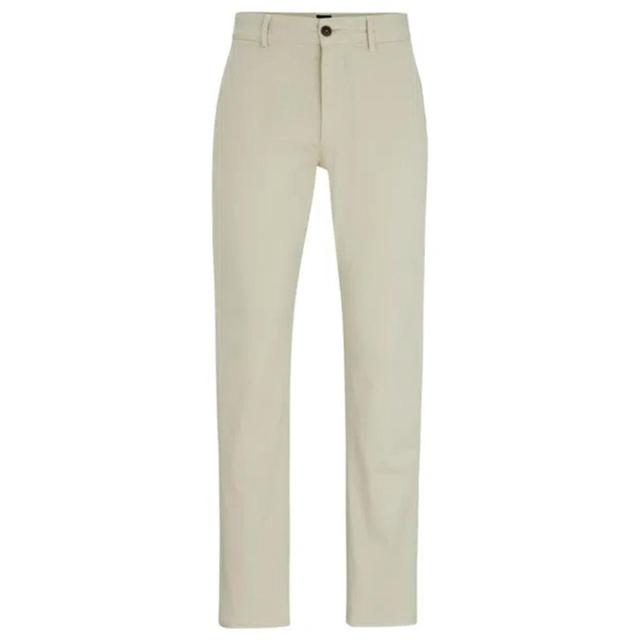 Slim-fit Chinos In Stretch-cotton Satin In Light Beige Product Image