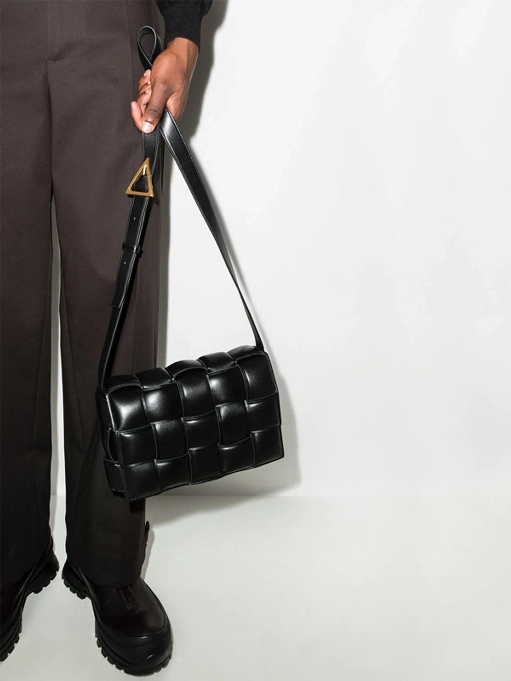 BOTTEGA VENETA Black Padded Cassette Leather Shoulder Bag Product Image