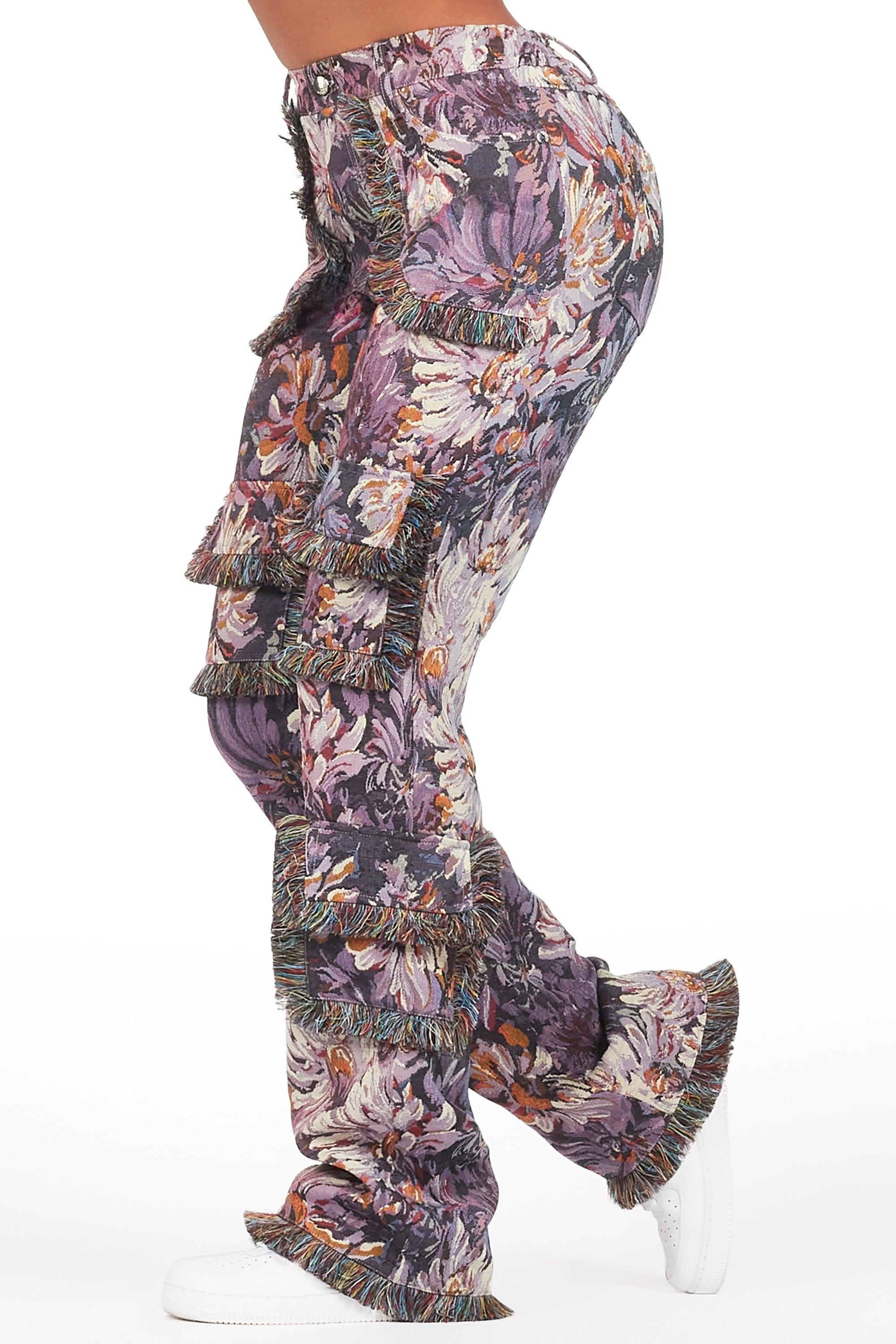 Takecia Purple Tapestry Stacked Pant Female Product Image