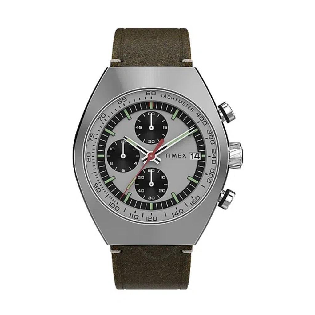 TIMEX Legacy Tonneau Chronograph Quartz Silver Dial Men's Watch Tw2w50100 In Brown/silver Tone Product Image