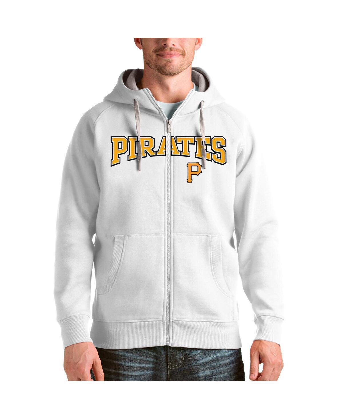 Antigua Mens White Pittsburgh Pirates Team Logo Victory Full-Zip Hoodie Product Image