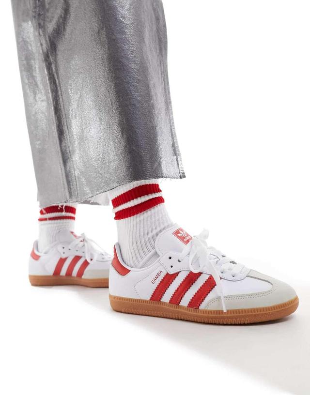 adidas Originals Samba OG sneaker with red detail in white Product Image