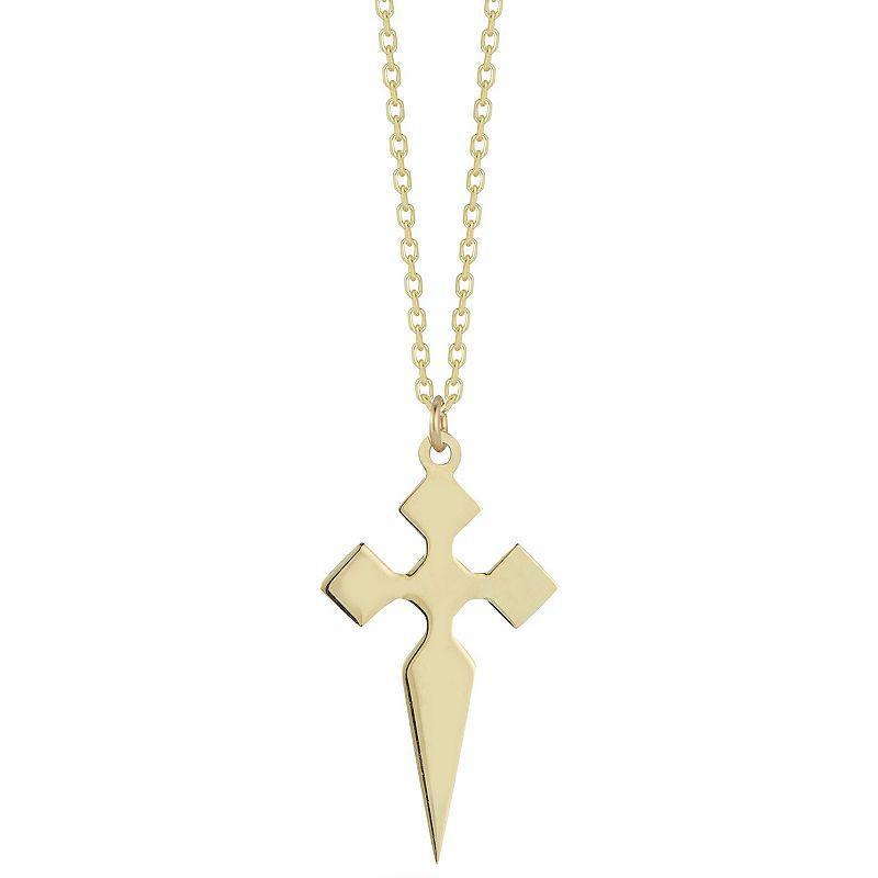 LUMINOR GOLD 14k Gold Dagger Cross Pendant Necklace, Womens Yellow Product Image