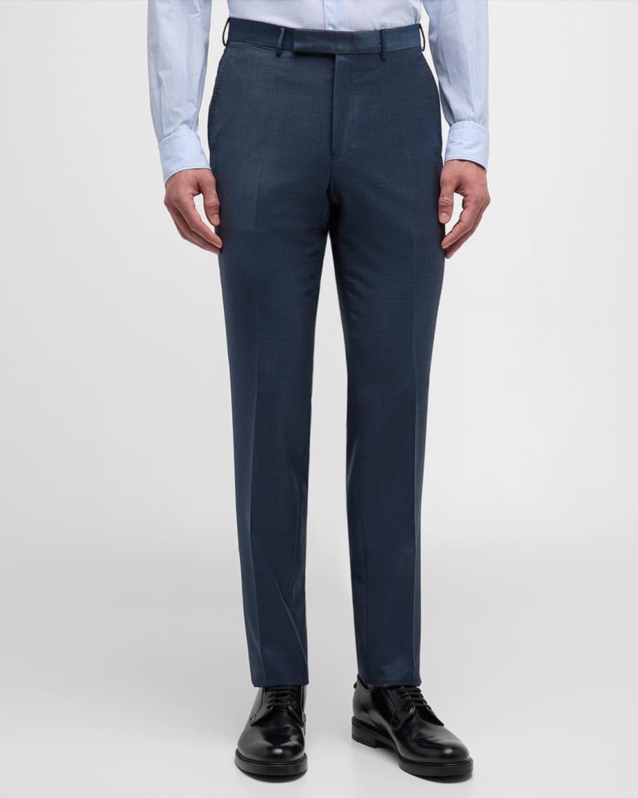 Men's Flat-Front Wool Pants  Product Image