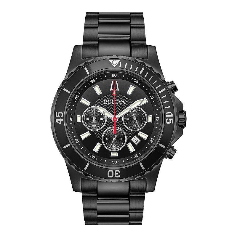 Bulova Mens Black Stainless Steel Chronograph Watch - 98B337 Product Image