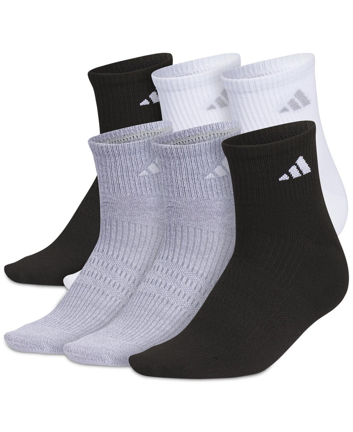 adidas Womens 6-Pk. Superlite 3.0 Quarter Socks - Grey/Yellow Product Image