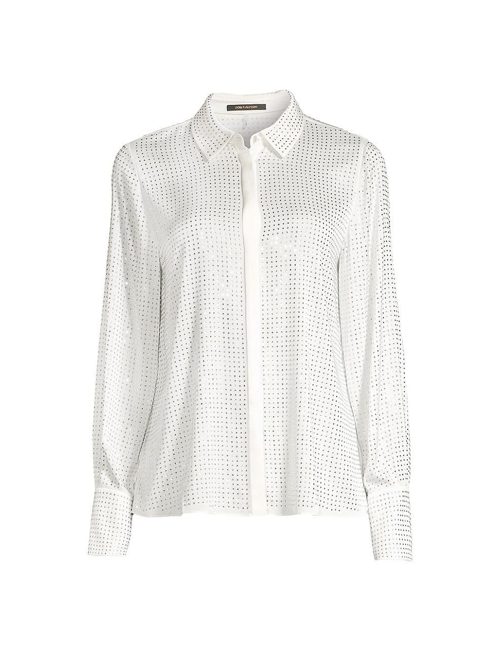 Womens Callie Studded Silk-Blend Blouse Product Image