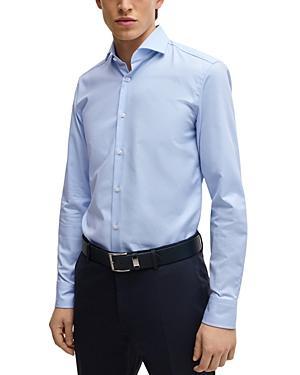 Slim-fit Shirt In Easy-iron Structured Stretch Cotton In Light Blue Product Image