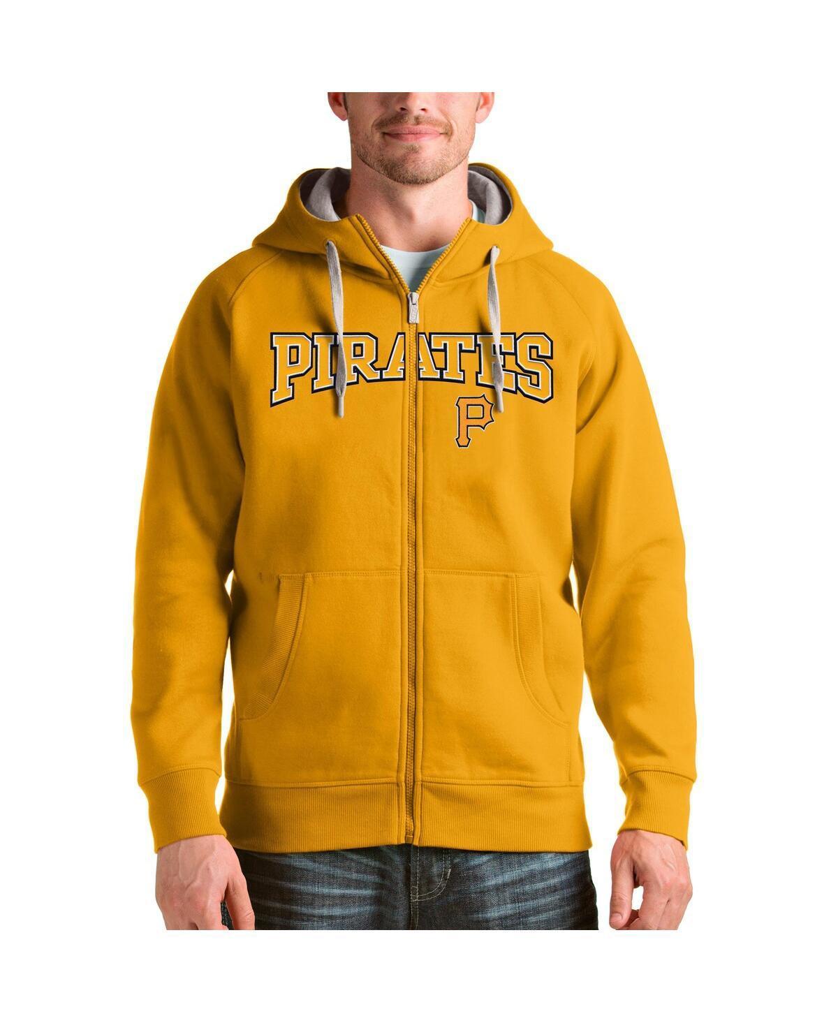 Antigua Mens Gold Pittsburgh Pirates Team Logo Victory Full-Zip Hoodie Product Image