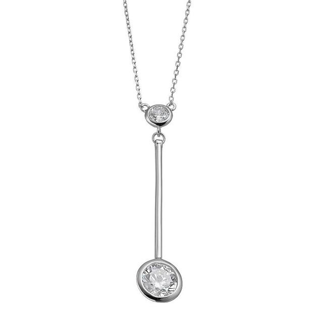 Rosabella Sterling Silver Round Cubic Zirconia Y Necklace, Womens White Product Image