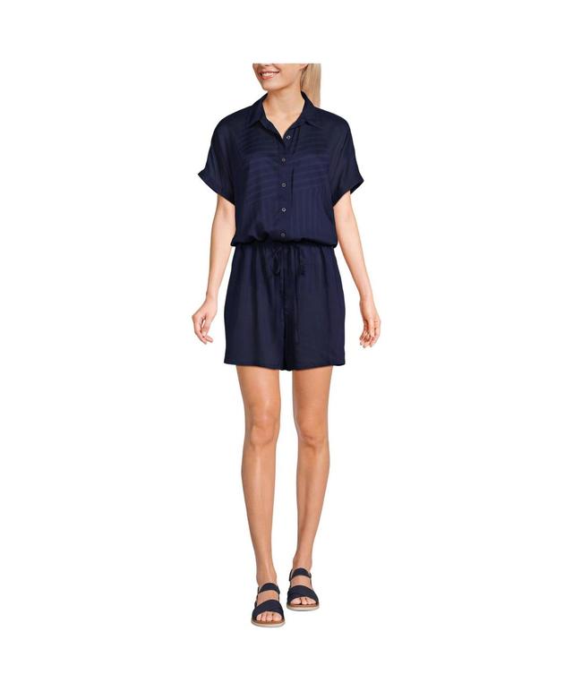 Womens Lands End Sheer Modal Button Front Swim Cover-up Romper Product Image