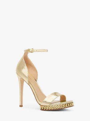 Jordyn Embellished Metallic Snake Embossed Leather Platform Sandal Product Image