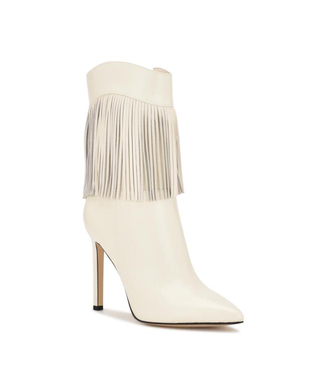 Nine West Tries Womens Fringe Ankle Boots Ivory Product Image