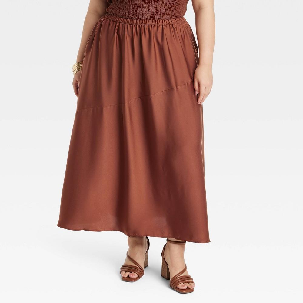 Womens Maxi A-Line Slip Skirt - A New Day Brown 3X Product Image