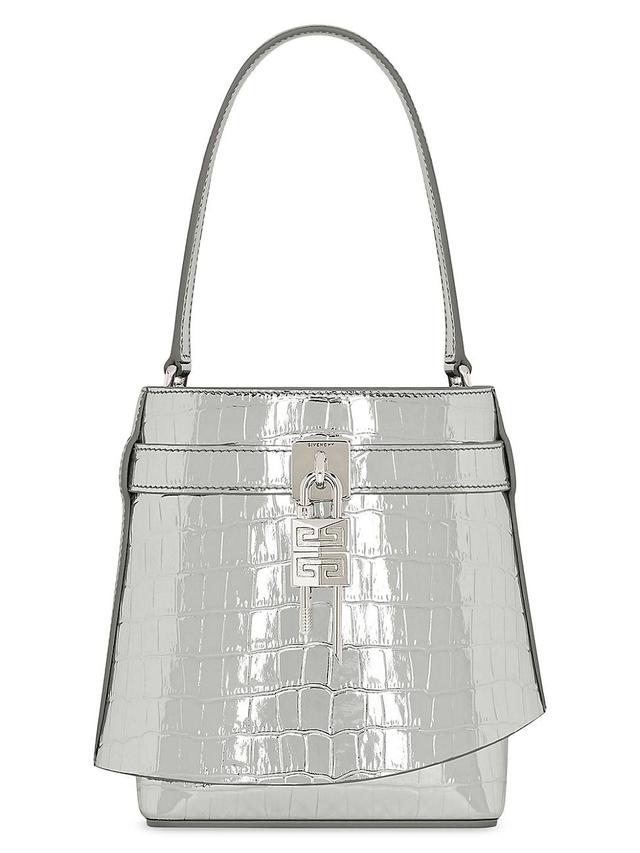 Womens Plage Shark Lock Bucket Bag in Crocodile Effect Leather Product Image