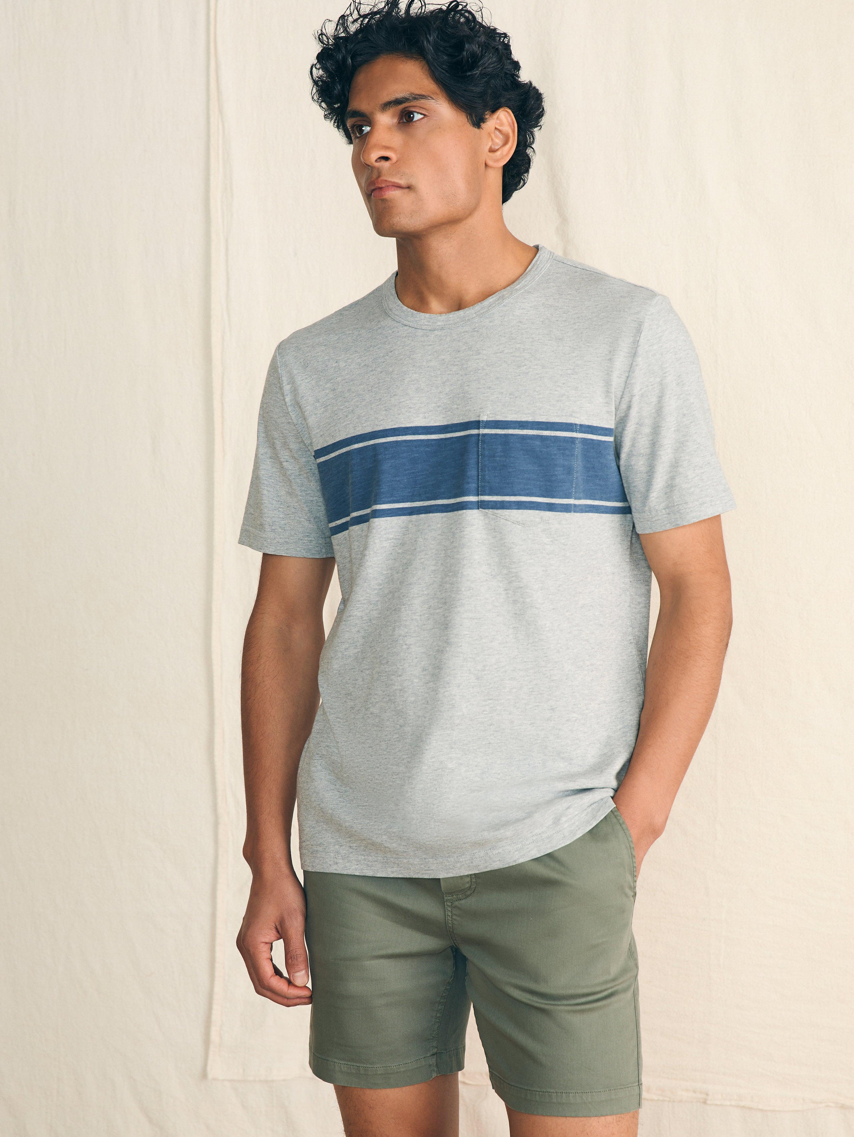 Surf Stripe Sunwashed Pocket Tee - Heather Grey Male Product Image