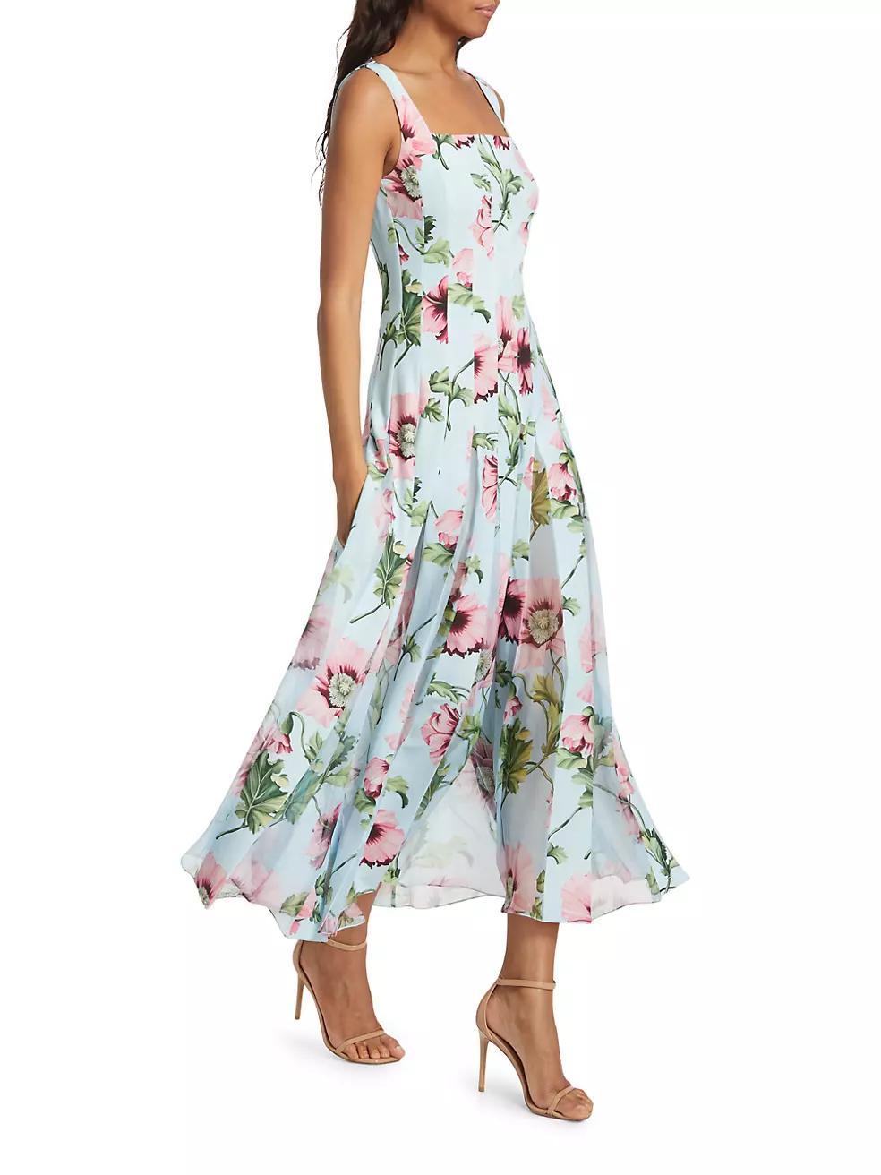 Cady Poppies Godet Maxi Dress Product Image