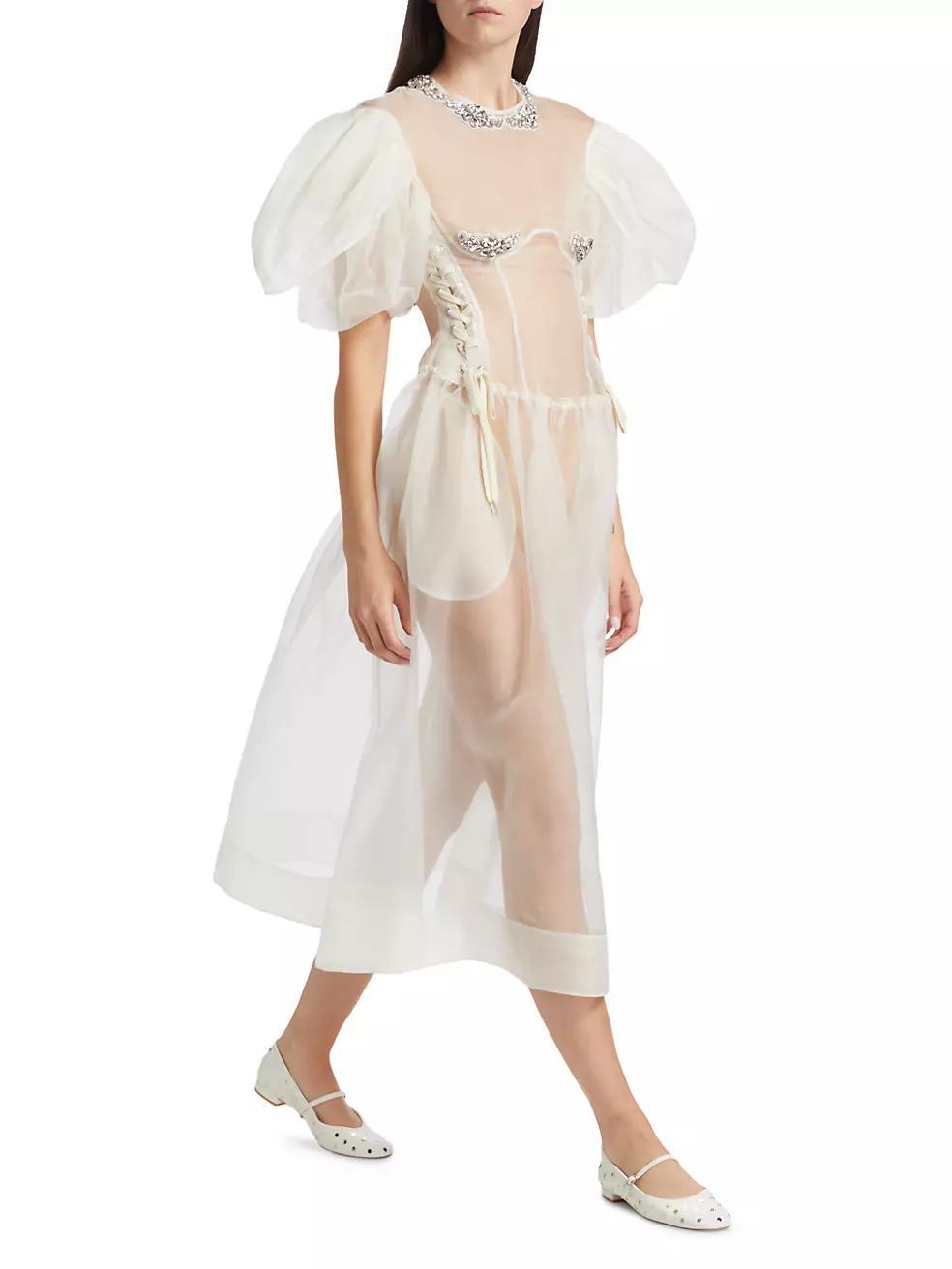 Silk Organza Corset Midi-Dress Product Image