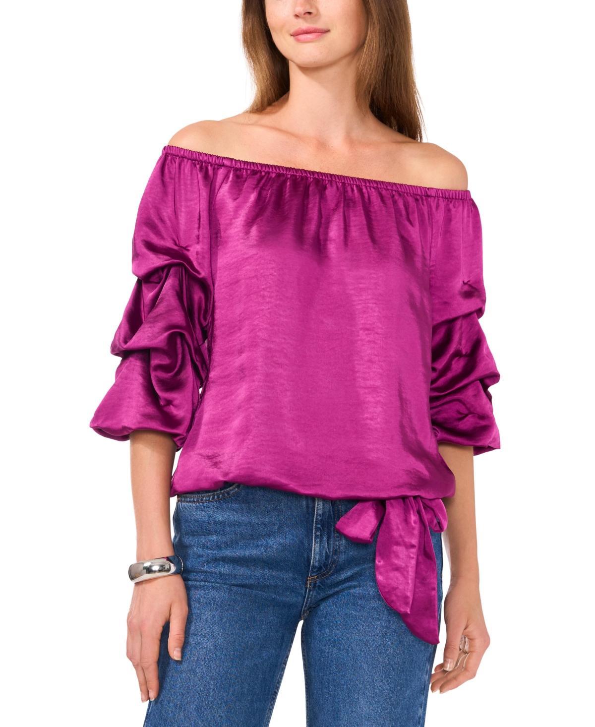 Vince Camuto Womens Off The Shoulder Bubble Sleeve Tie Front Blouse Product Image