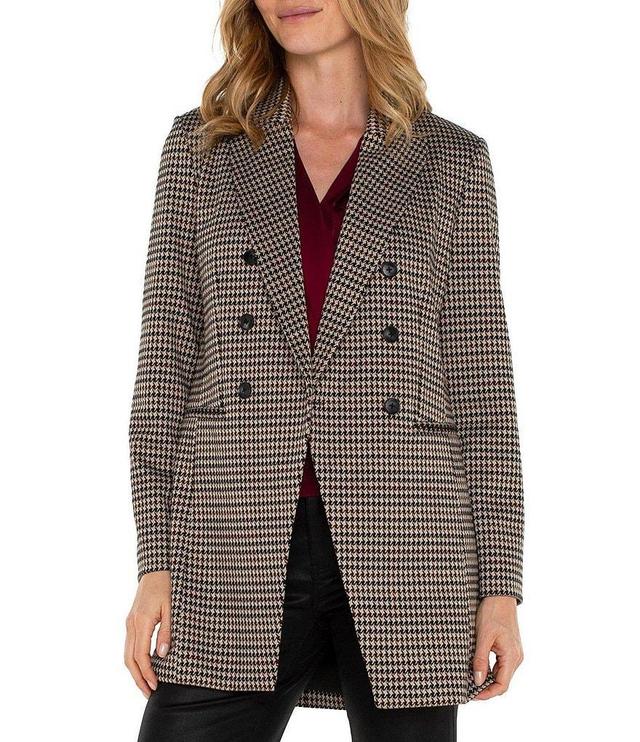 Liverpool Los Angeles Stretch Longline Houndstooth Collared Long Sleeve Blazer Product Image