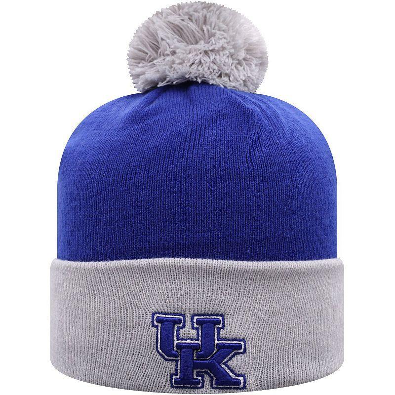 Mens Top of the World Royal/Gray Kentucky Wildcats Core 2-Tone Cuffed Knit Hat with Pom Product Image