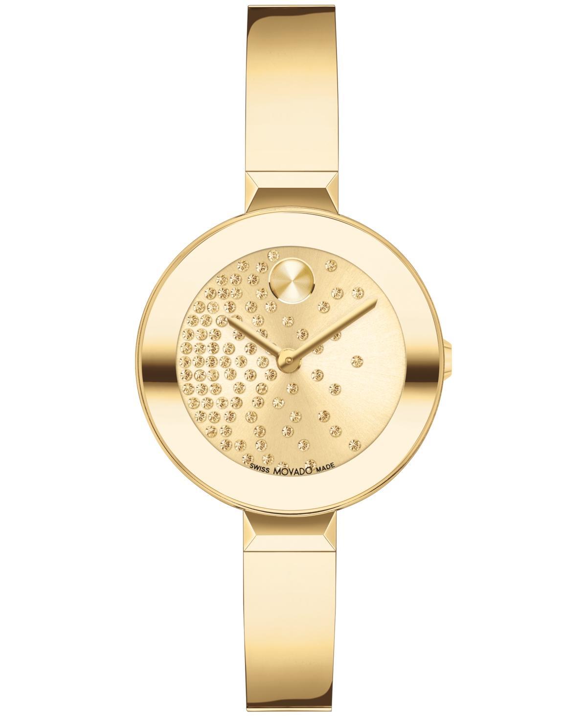 Movado Bold Womens Bangle Quartz Analog Scattered Crystal Dial Light Gold Bangle Bracelet Watch Product Image