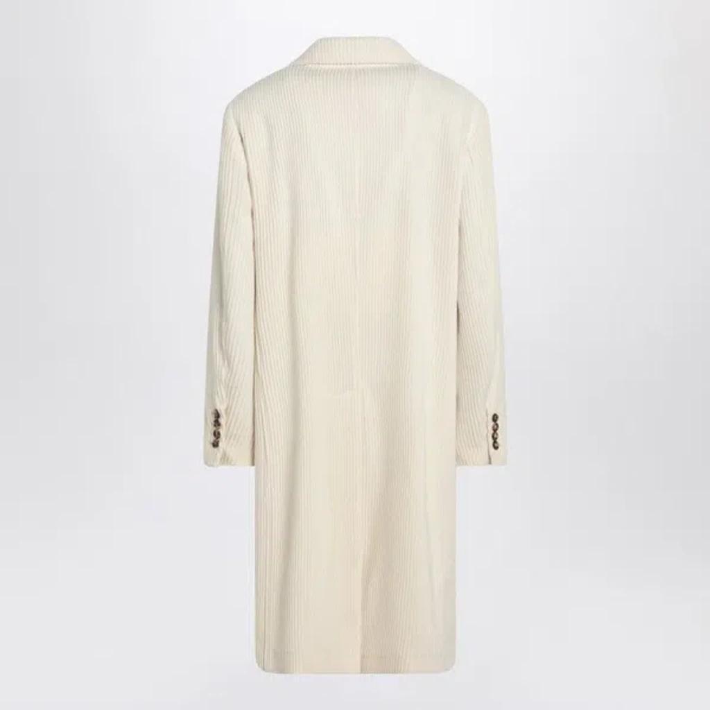 BRUNELLO CUCINELLI Ivory Corduroy Coat In White Product Image