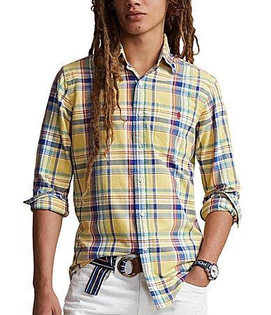 Mens Classic Oxford Plaid Long-Sleeve Sport Shirt Product Image