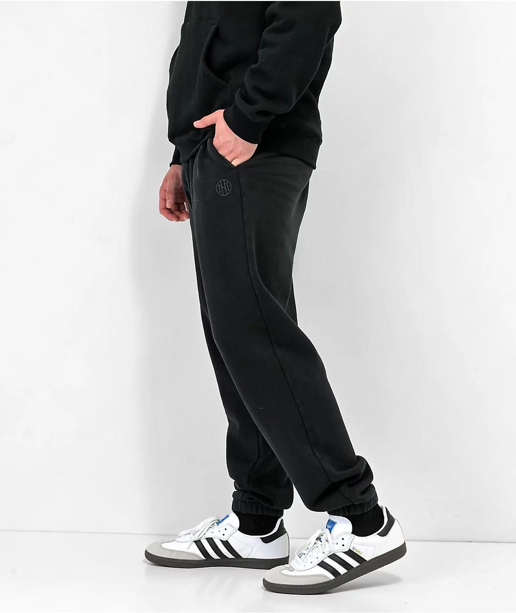 Ninth Hall Fundamentals Black Wash Relaxed Sweatpants Product Image