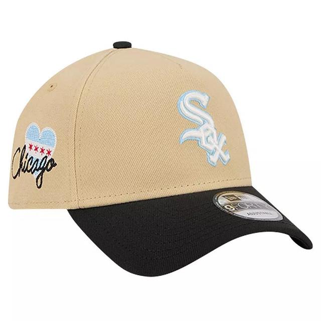 Mens New Era Cream/Black Chicago White Sox City Sidepatch A-Frame 9FORTY Adjustable Hat Product Image