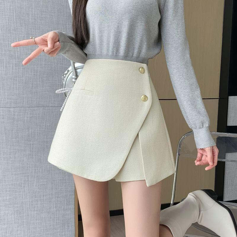 High Waist Plain Mini Skort Product Image