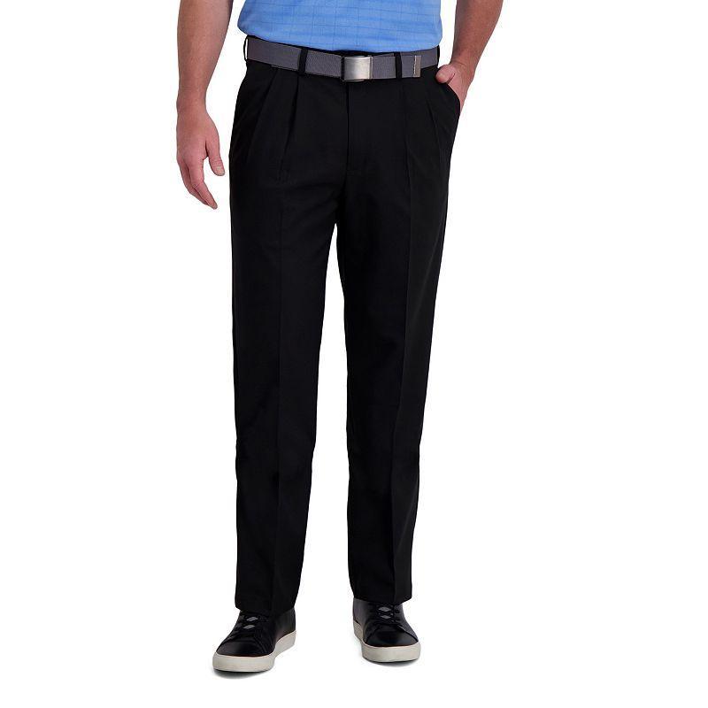 Mens Haggar Cool Right Performance Flex Classic-Fit Pleated Pants Product Image