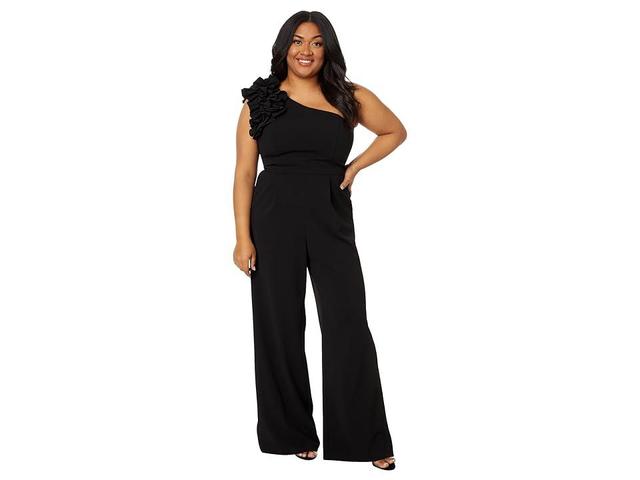 Xscape Womens Ruffled One-Shoulder Straight-Leg Jumpsuit Product Image